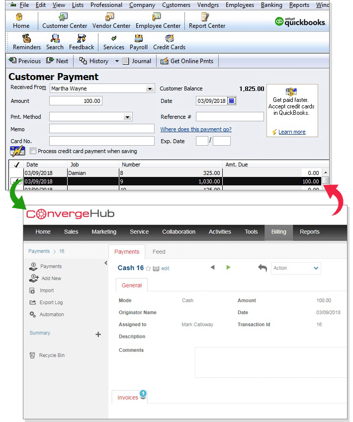 ConvergeHub integrates with QuickBooks Desktop