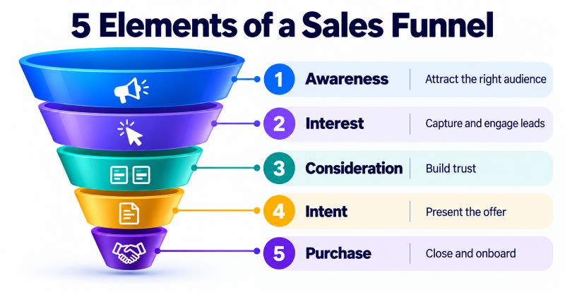 The 5 Elements Of A Sales Funnel: A Guide For New Marketers