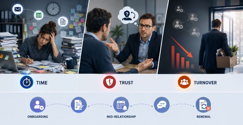 Why accounting firms need a CRM for accountants — overwhelmed staff, confused clients, and lost accounts from disorganized client management