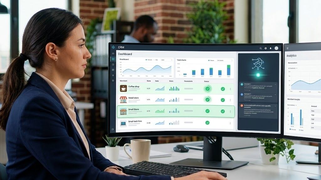 How does an MCA CRM identify renewal-eligible merchants automatically?