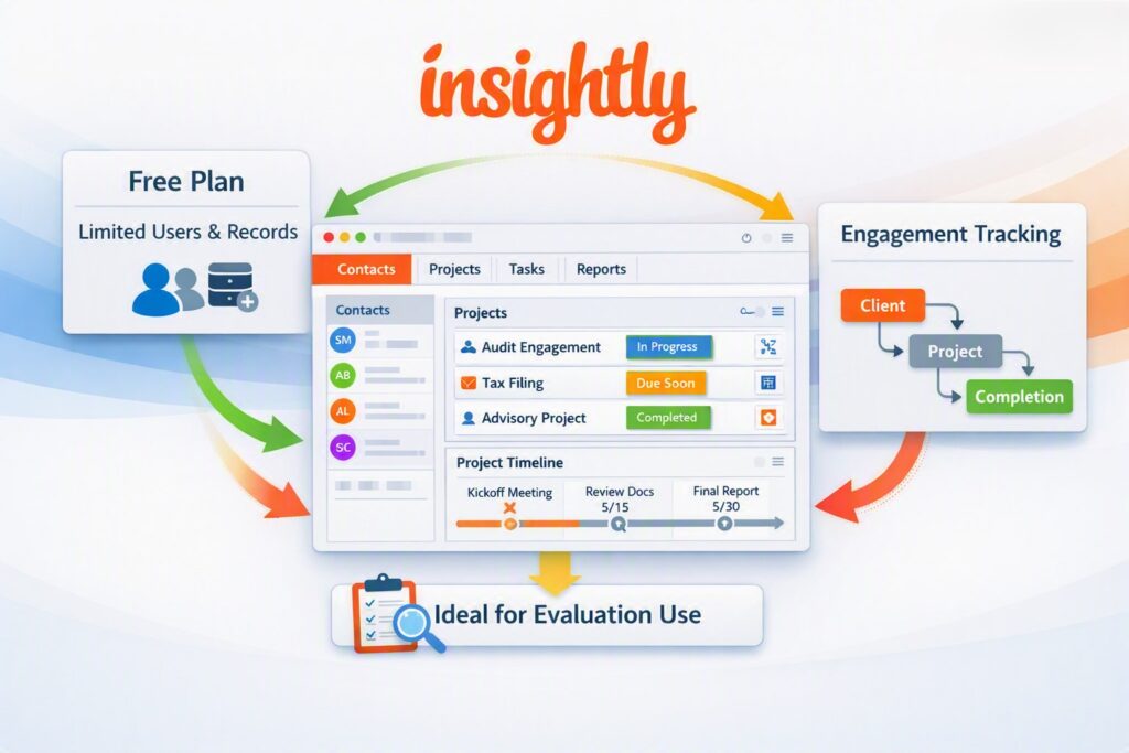 Insightly CRM for Accountants in the USA – engagement and project tracking for accounting firms.