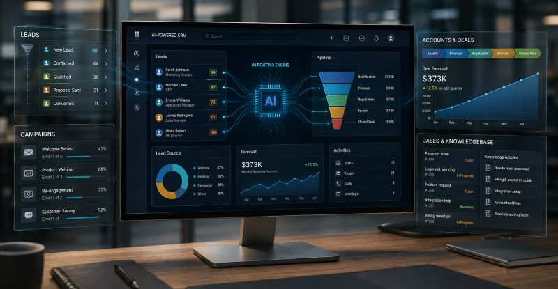 AI-powered enterprise CRM software interface for sales pipeline management