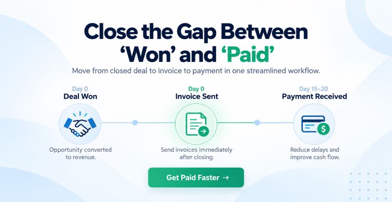 CRM with quotes and invoices timeline – Close the gap between Won and Paid, Get Paid Faster